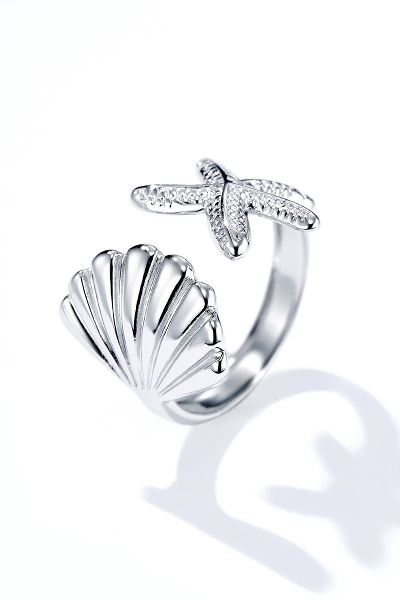 Bague coquillages en acier inoxydable SOPHIA