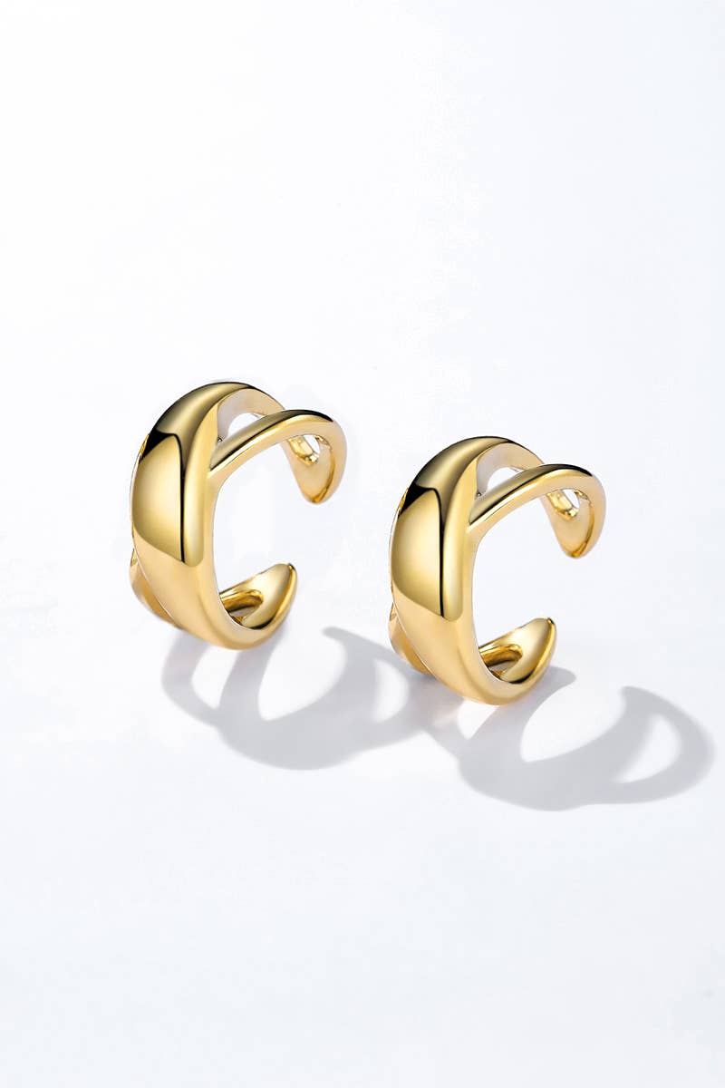 Boucles d'oreilles sans perçage créoles épaisses en acier inoxydable MANON