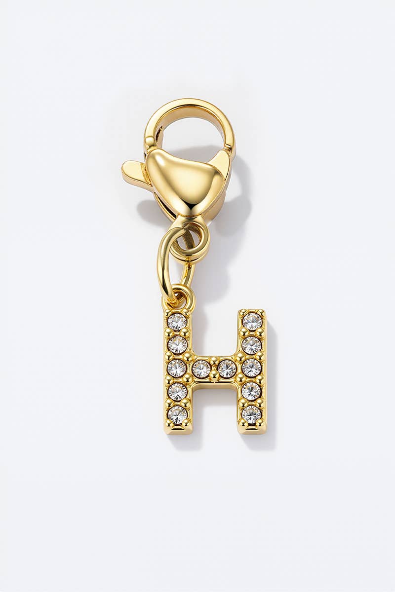 Charm alphabet scintillant en acier inoxydable