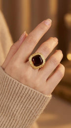 Bague Ambre Royale en acier inoxydable LÉNA