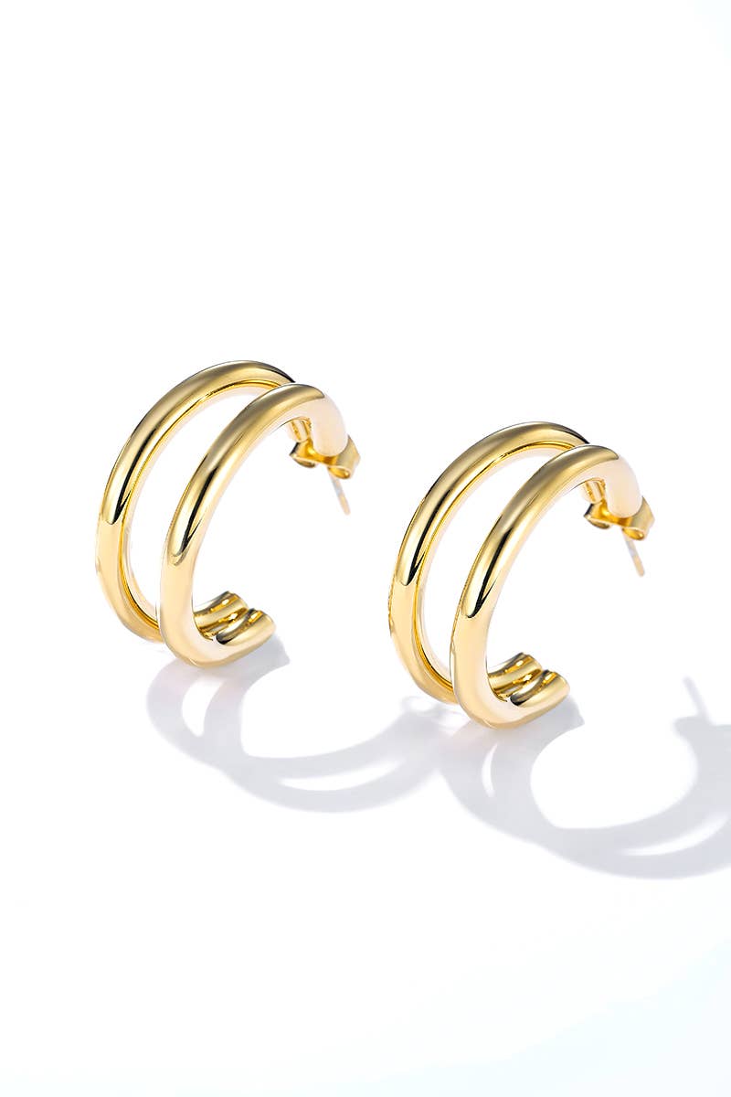 Boucles d'oreilles Double Créoles dorées en acier inoxydable LOUISE
