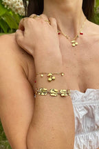Bracelet cerises et cristaux en acier inoxydable ÉLISE