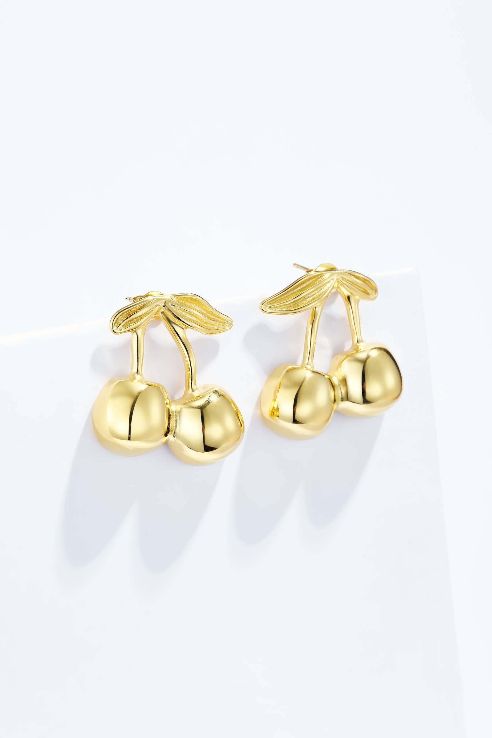 Boucles d'oreilles cerises dorées en acier inoxydable LUCY