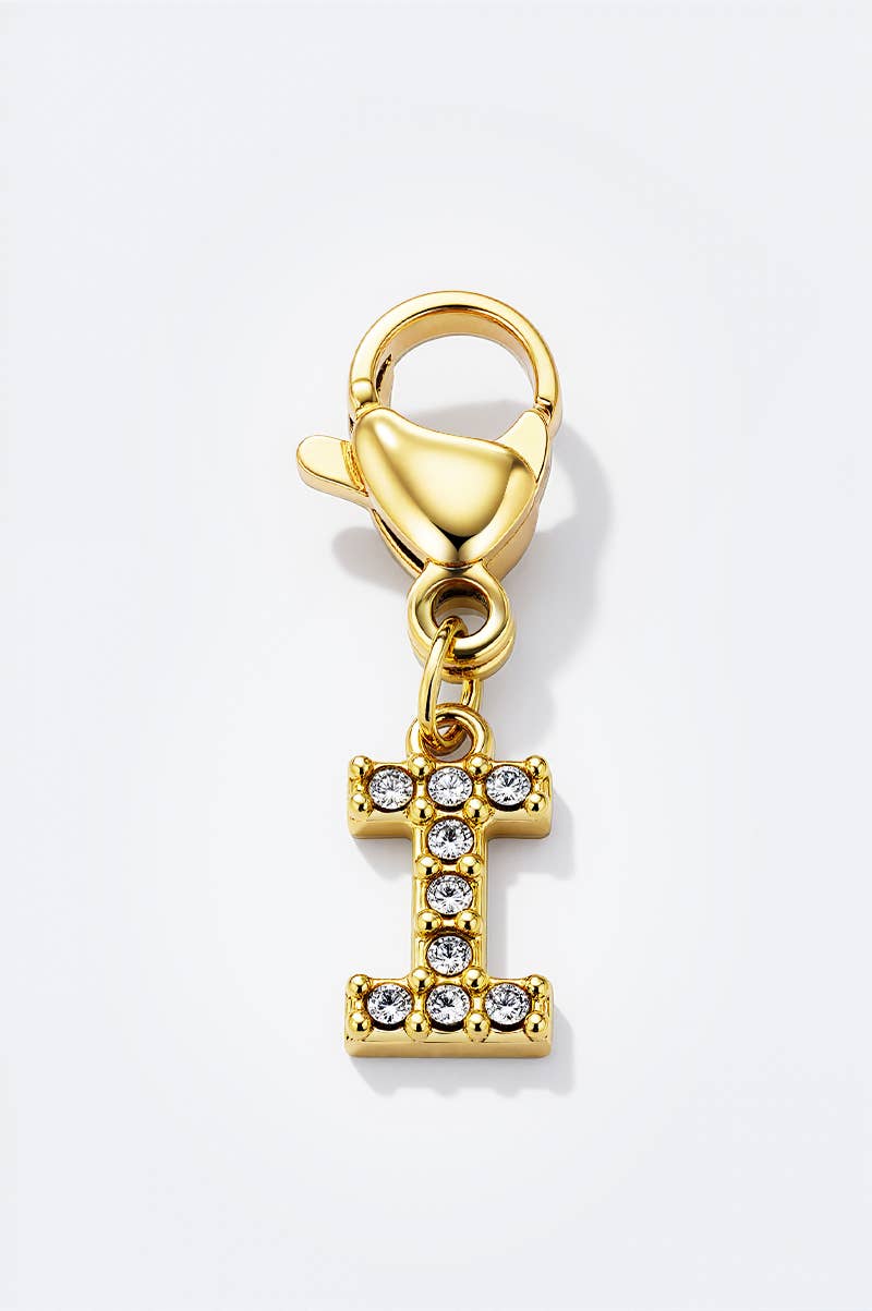 Charm alphabet scintillant en acier inoxydable