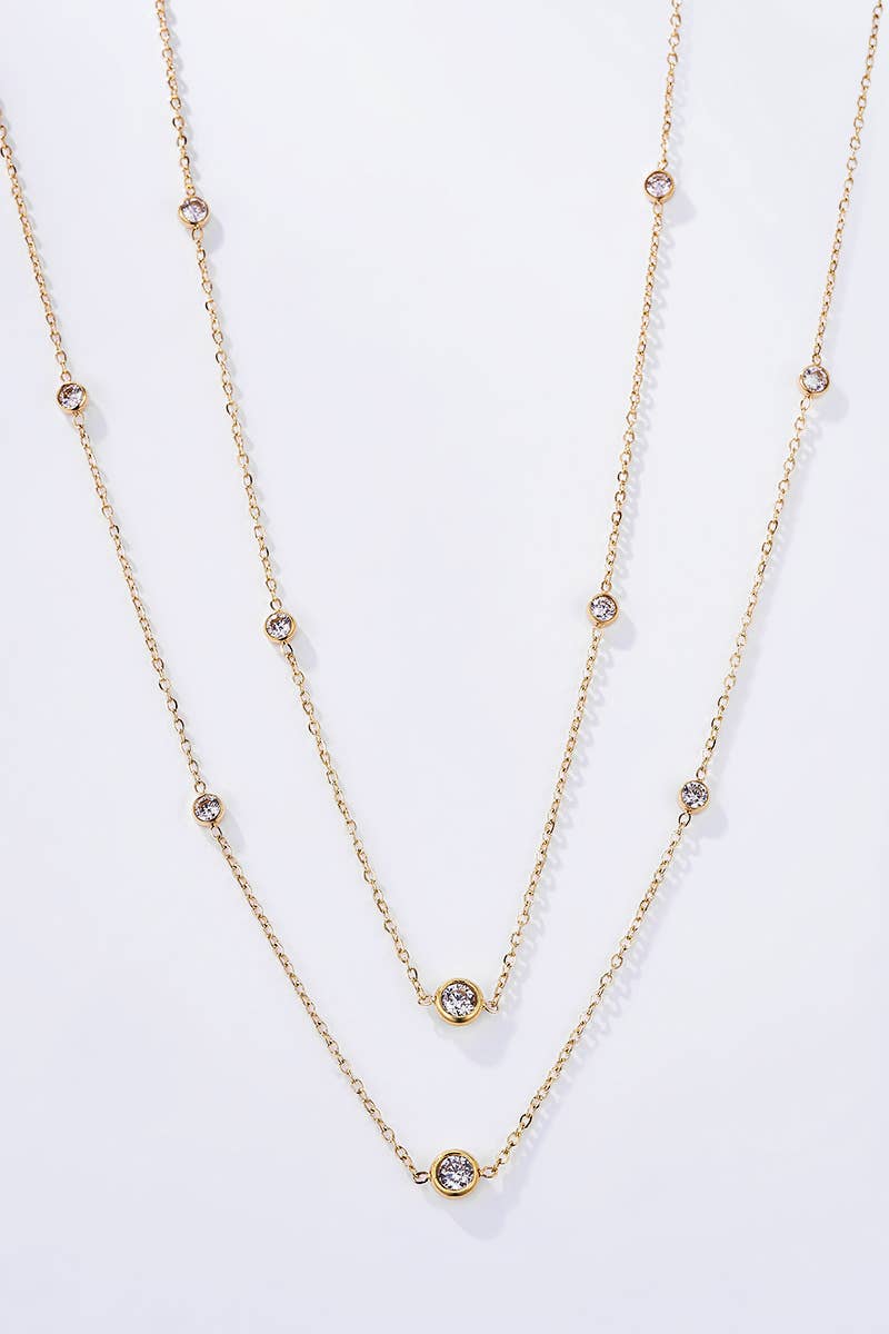 Collier sautoir étincelant en acier inoxydable DAISY