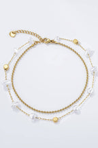 Chaîne de cheville à perles blanches en acier inoxydable TAYLOR