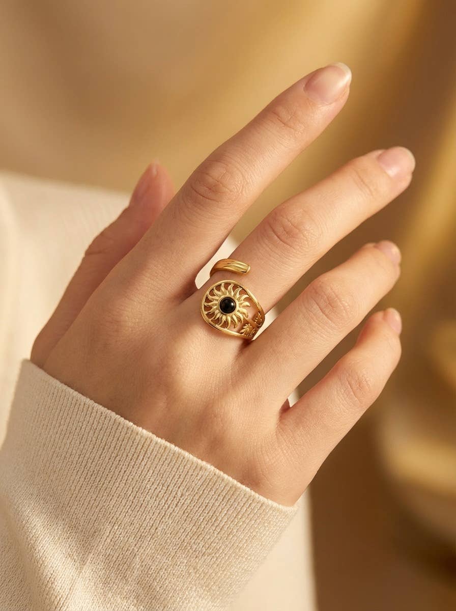 Bague Éclat du Soleil en acier inoxydable AMBER