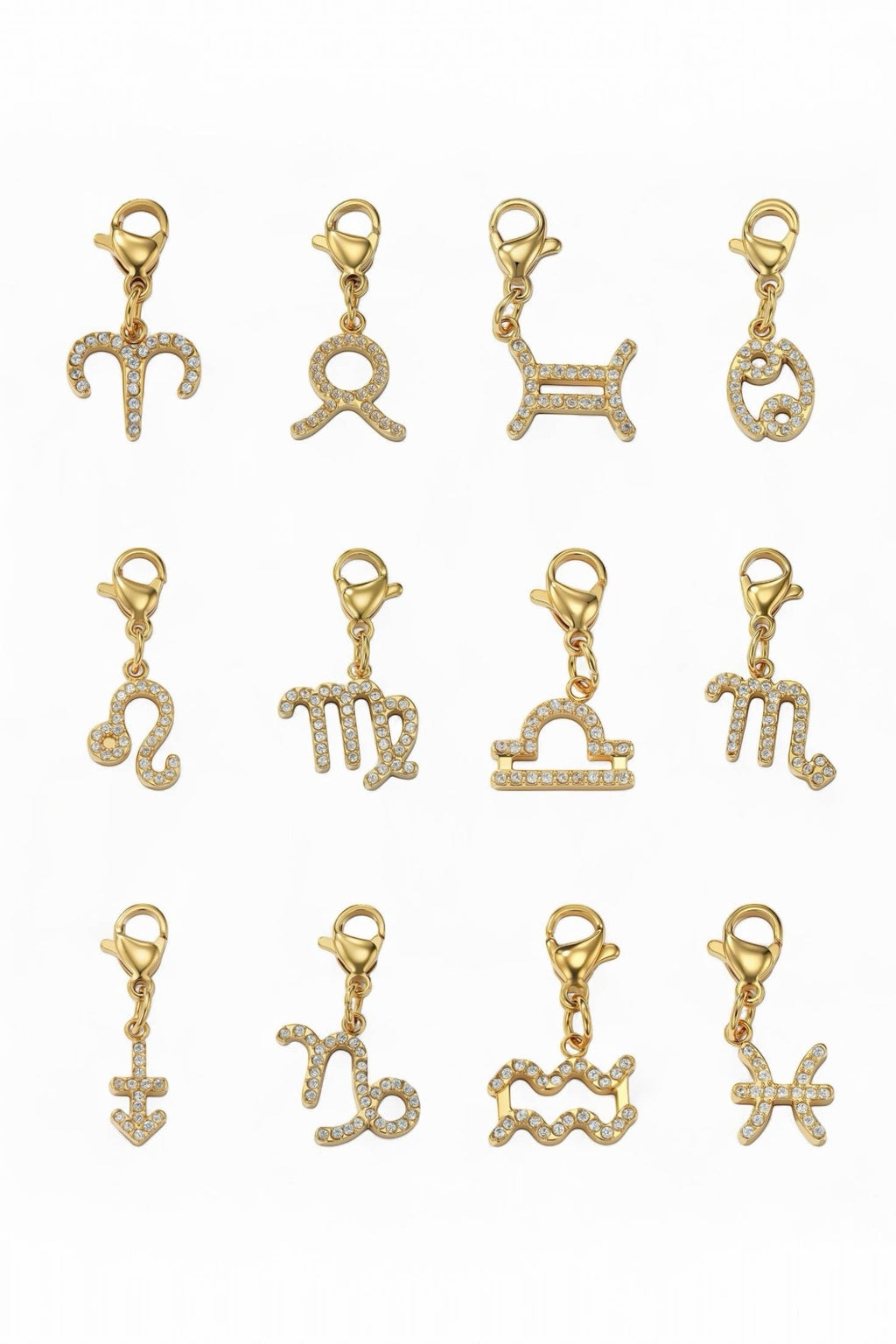 Charm signe du zodiaque scintillant en acier inoxydable