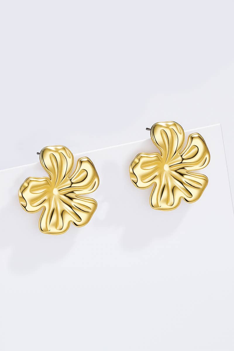 Boucles d'oreilles Fleur Dorée en acier inoxydable REBECCA