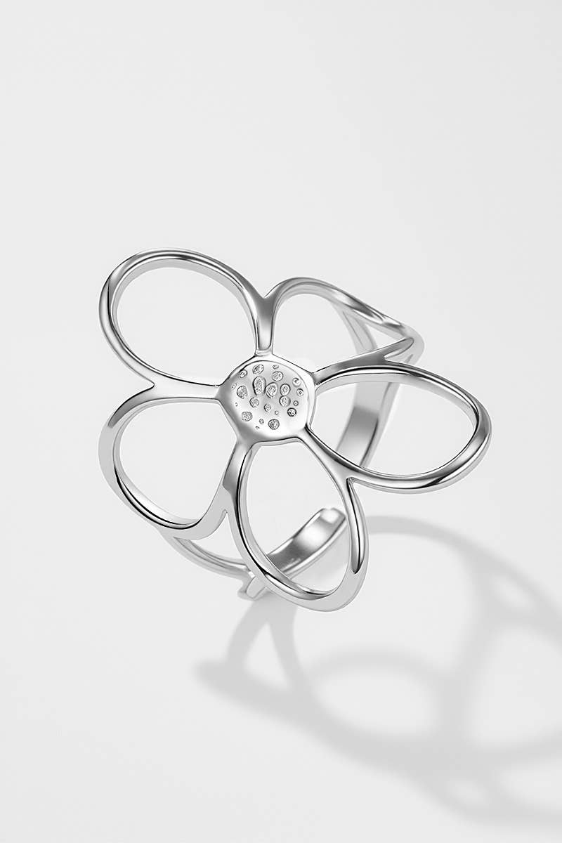 Bague fleur ajourée en acier inoxydable ZOE