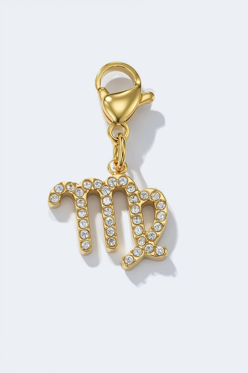 Charm signe du zodiaque scintillant en acier inoxydable
