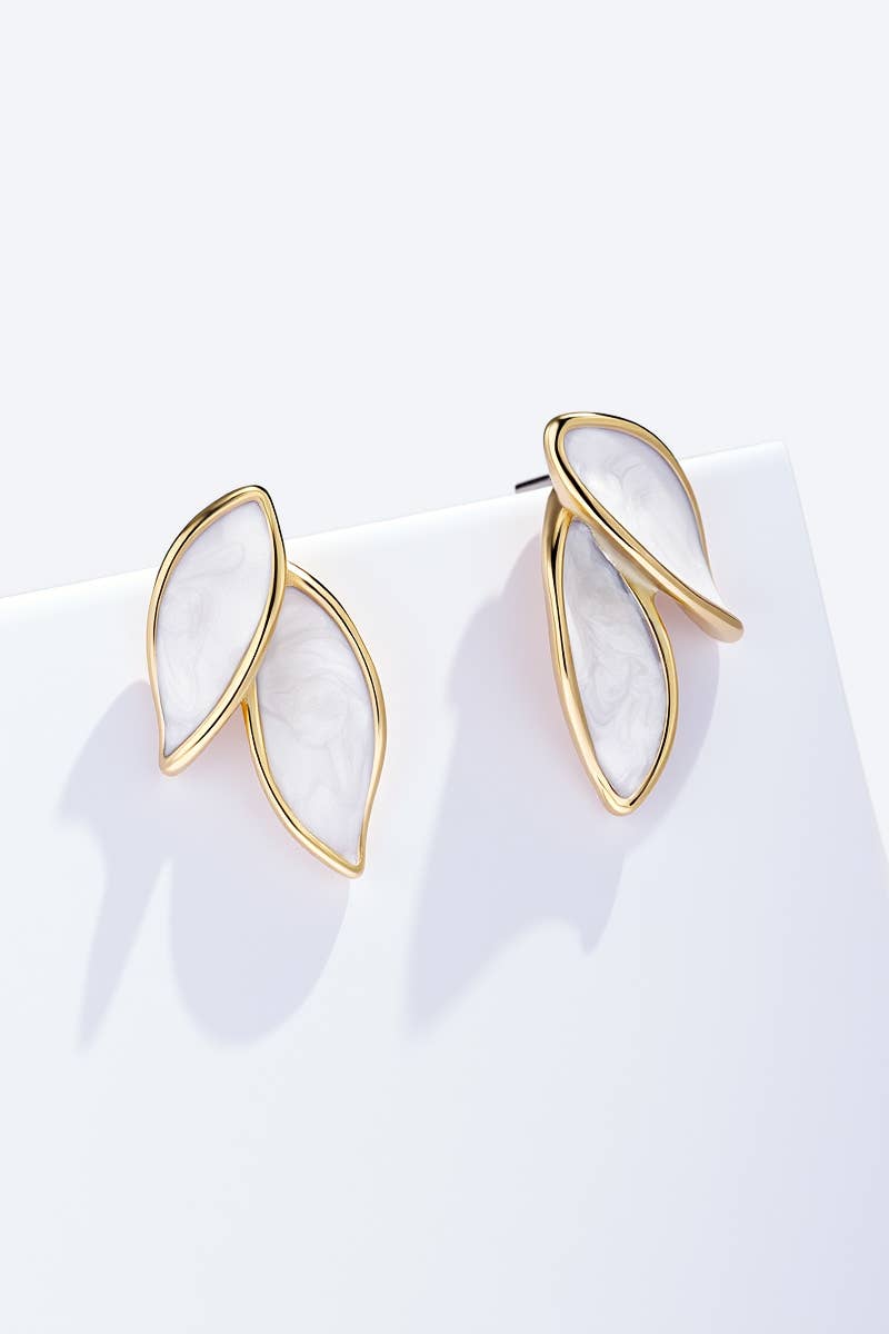 Boucles d'oreilles Feuilles Nacrées en acier inoxydable MARIE
