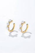 Boucles d'oreilles sans perçage perles blanches en acier inoxydable CHARLIE