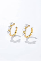 Boucles d'oreilles sans perçage perles blanches en acier inoxydable CHARLIE