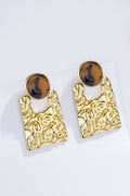 Boucles d'oreilles carré texturé et rond marbré en acier inoxydable SOLÈNE