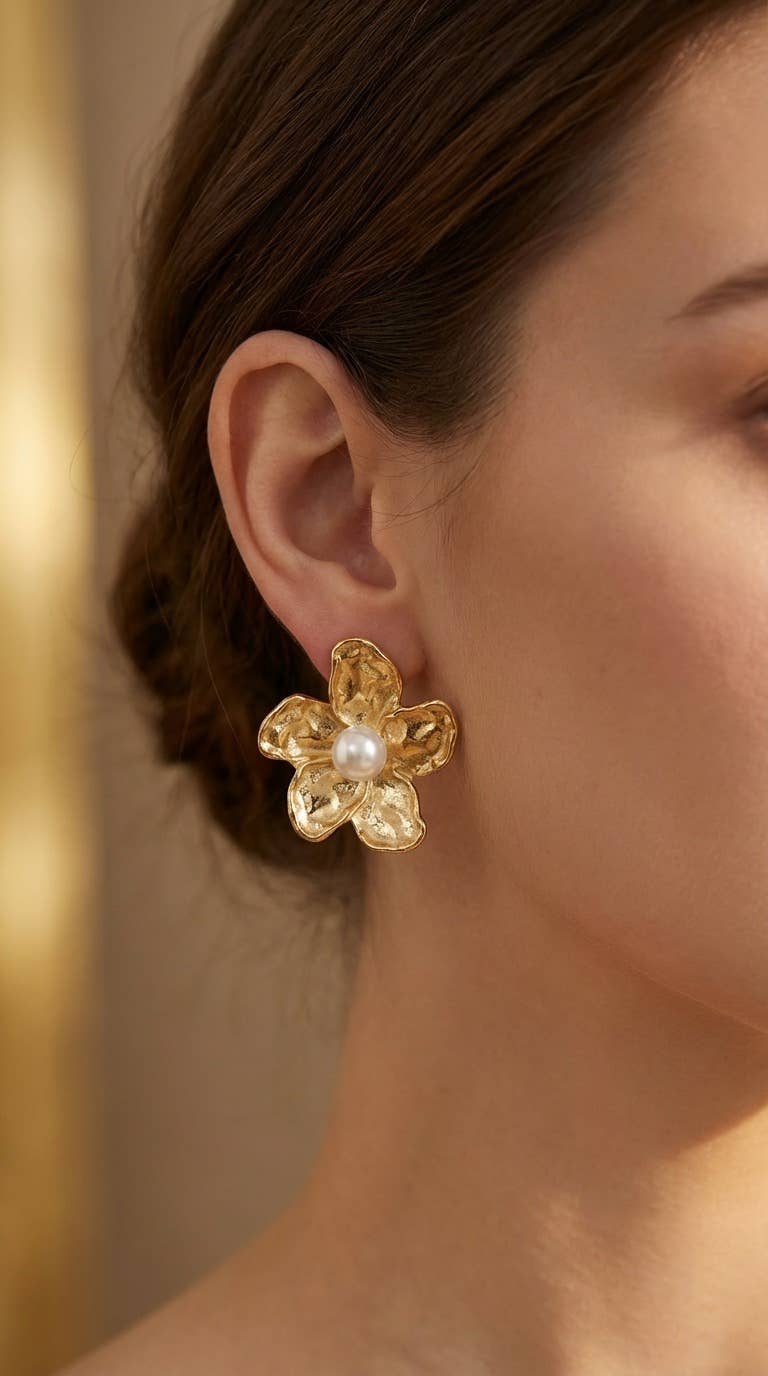 Boucles d'oreilles Pétales d’Or en acier inoxydable BROOKE