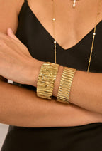 Bracelet jonc Écorce Dorée en acier inoxydable EVELYN