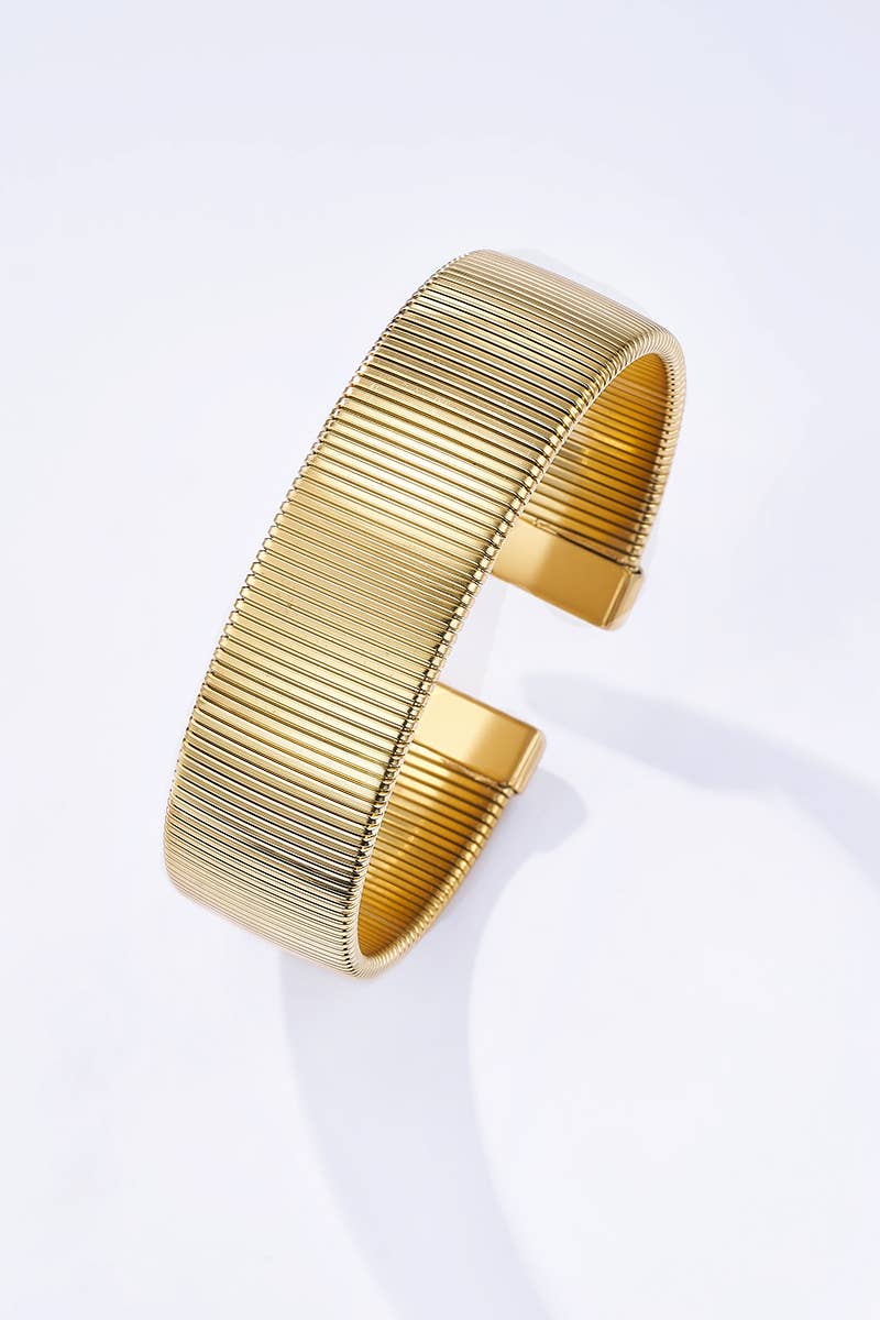Bracelet manchette texturé en acier inoxydable ÉLODIE