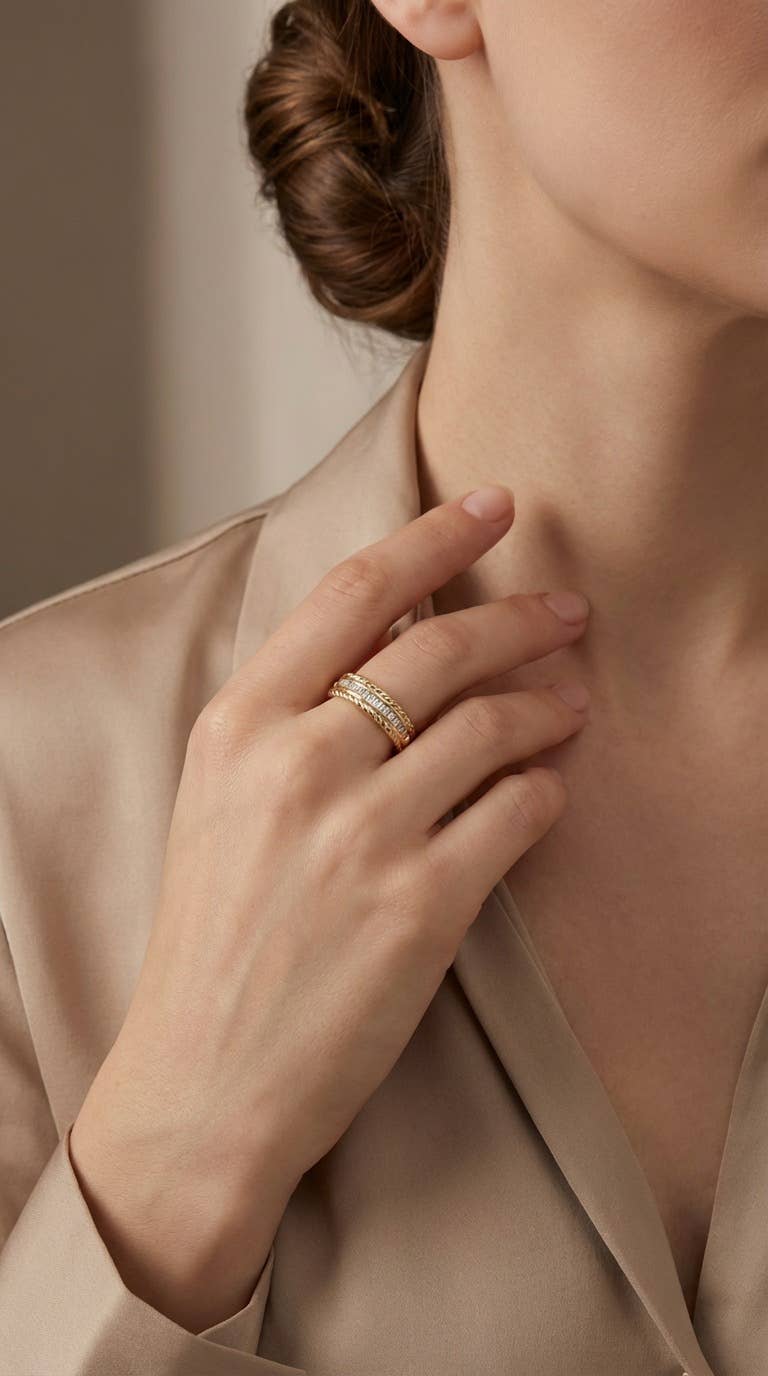 Bague Cristaux Impériale Dorée en acier inoxydable SARAH