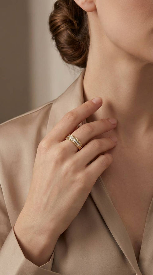 Bague Cristaux Impériale Dorée en acier inoxydable SARAH