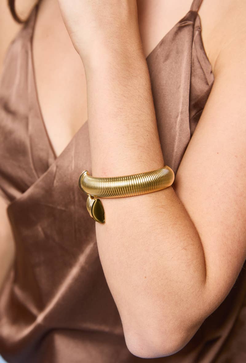 Bracelet jonc texturé en acier inoxydable FIONA