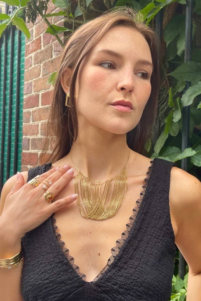 Collier Cascade Dorée en acier inoxydable BROOKE