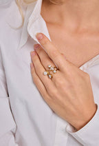 Bague Duo Perle & Éclat en acier inoxydable VIOLET