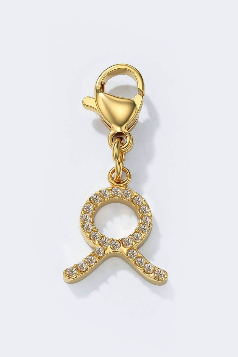 Charm signe du zodiaque scintillant en acier inoxydable