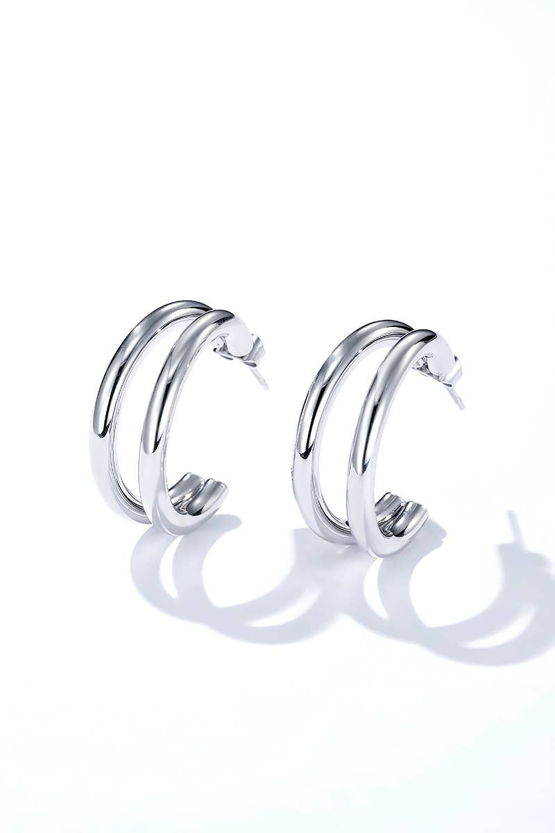 Boucles d'oreilles Double Créoles dorées en acier inoxydable LOUISE