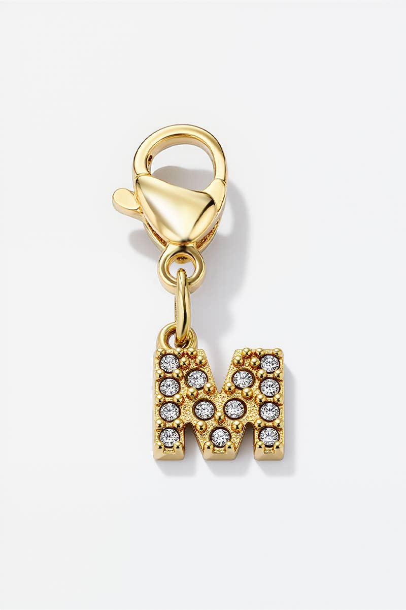 Charm alphabet scintillant en acier inoxydable