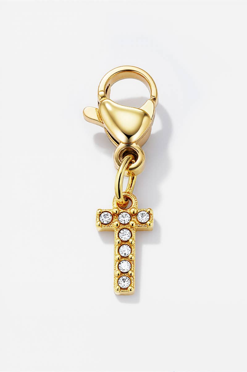 Charm alphabet scintillant en acier inoxydable