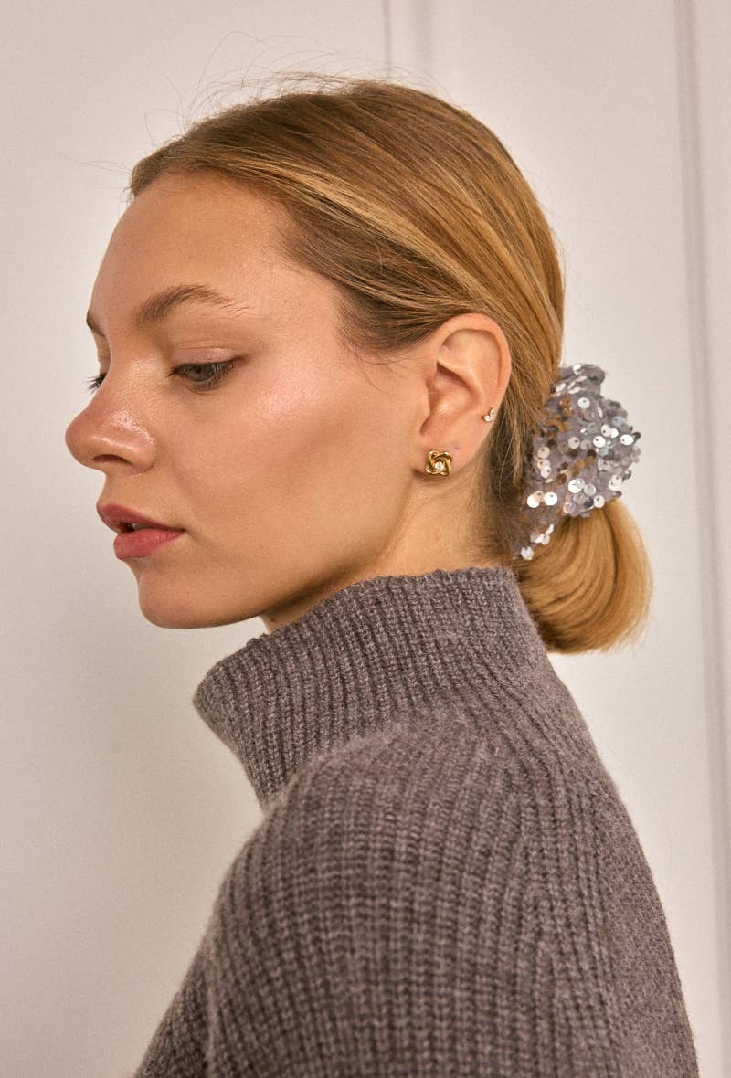 Boucles d'oreilles nœud entrelacé et zircon en acier inoxydable ÉLISE