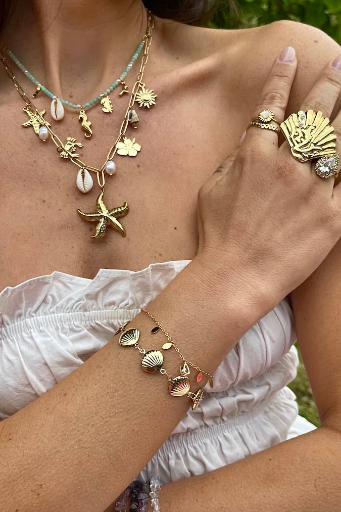 Bracelet coquillages en acier inoxydable EMILY