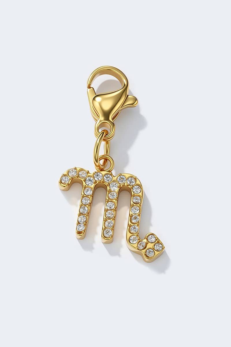 Charm signe du zodiaque scintillant en acier inoxydable
