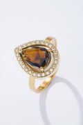 Bague goutte facettée entourée de strass en acier inoxydable JULIE