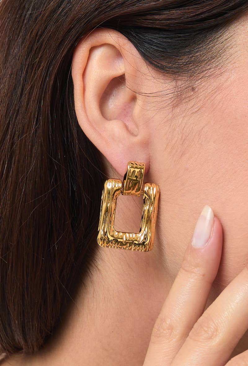 Boucles d'oreilles Carré Doré en acier inoxydable MARIE