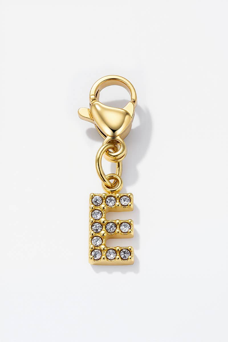 Charm alphabet scintillant en acier inoxydable