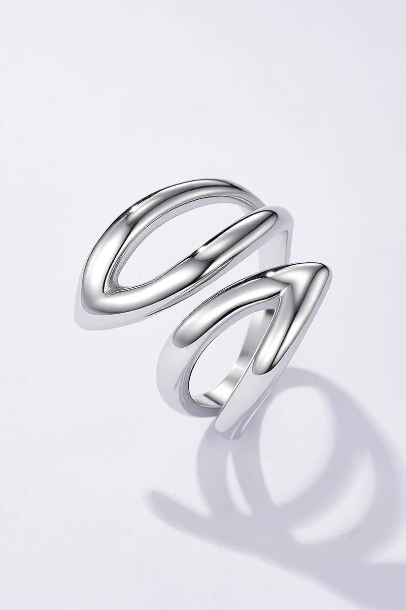 Bague ouverte formes entrelacées en acier inoxydable AURÉLIE