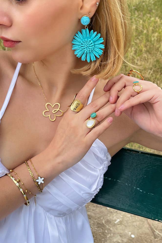 Bagues Amazonite Céleste en acier inoxydable JULIE