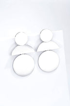 Boucles d'oreilles géométriques cercles et demi-lunes en acier inoxydable SOLÈNE