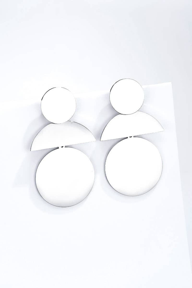 Boucles d'oreilles géométriques cercles et demi-lunes en acier inoxydable SOLÈNE