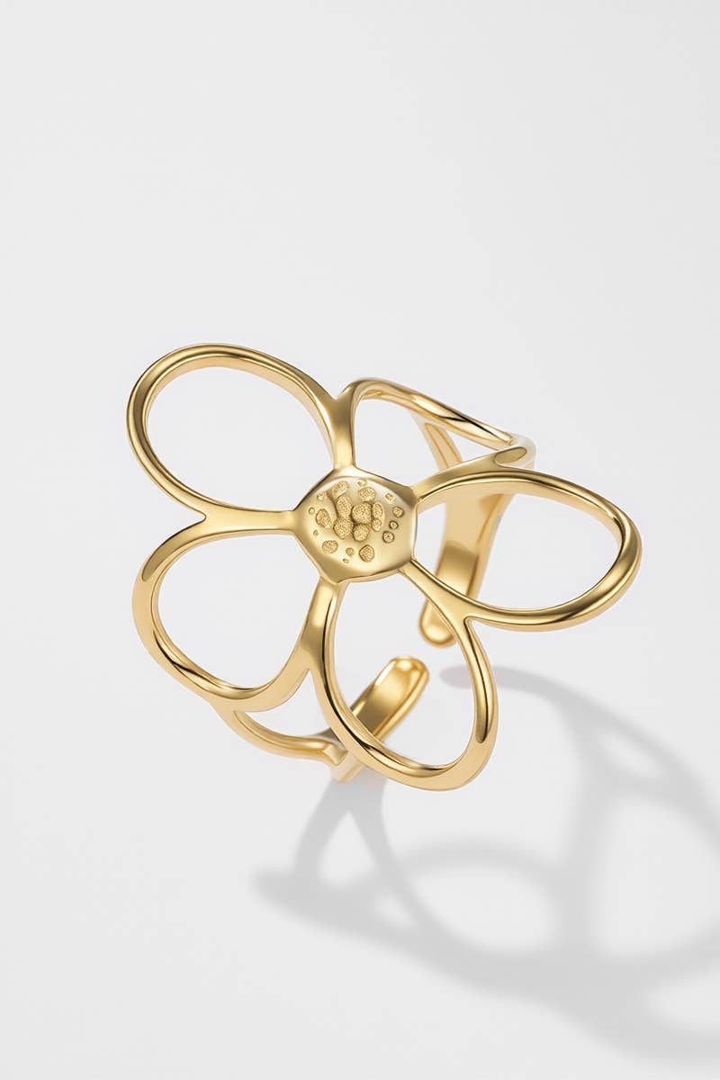 Bague fleur ajourée en acier inoxydable ZOE