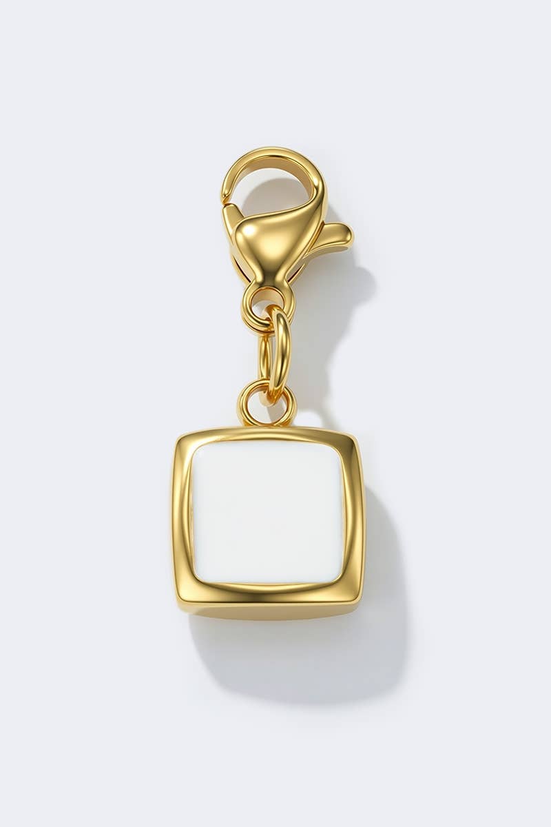 Charm breloque carré blanc en acier inoxydable PHOEBE