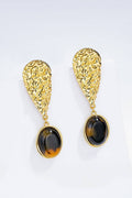 Boucles d'oreilles ovales marbrées texturées en acier inoxydable CLARA