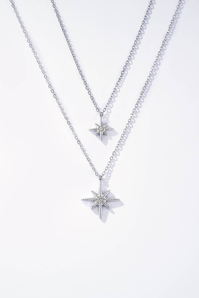 Collier double chaînes étoile en acier inoxydable CLARA