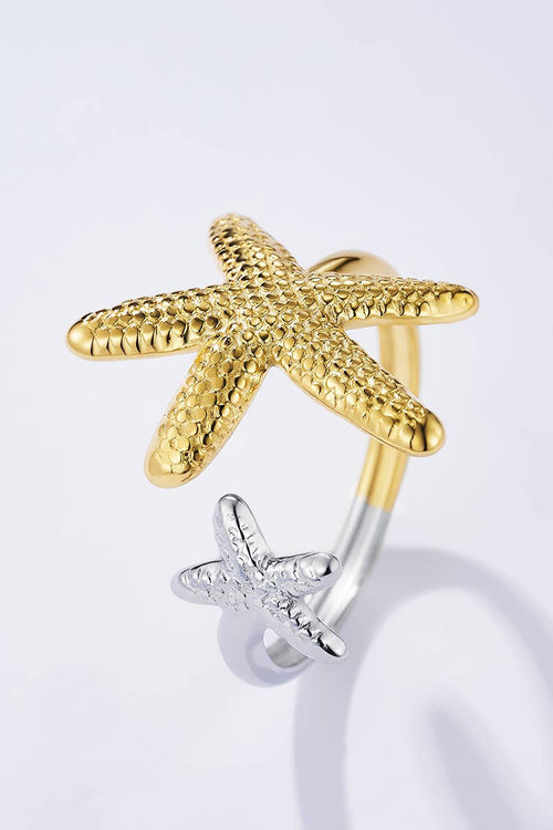 Bague double étoile de mer en acier inoxydable SOLÈNE