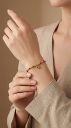 Bracelet perles naturelles dorées en acier inoxydable IRIS