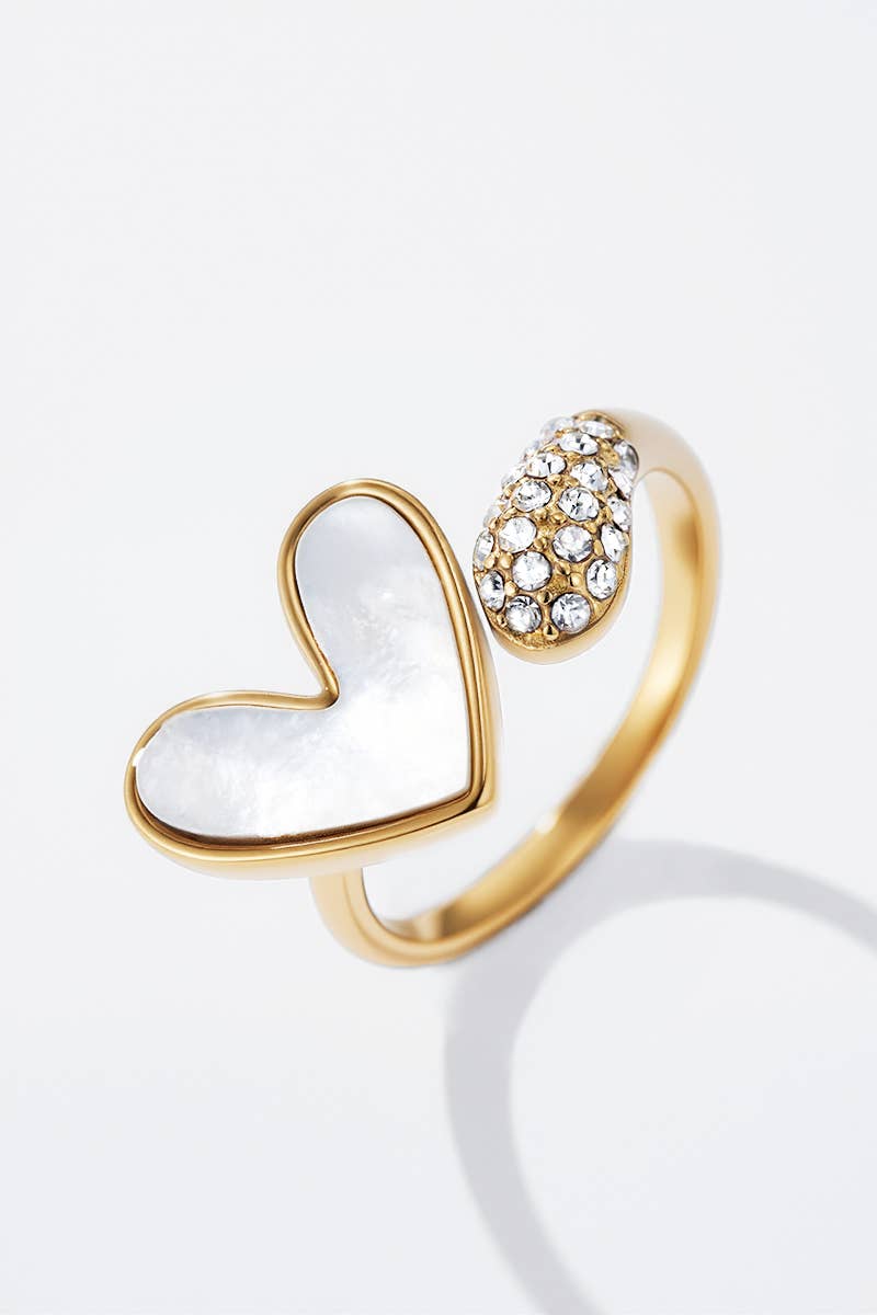 Bague cœur avec strass en acier inoxydable JESSICA