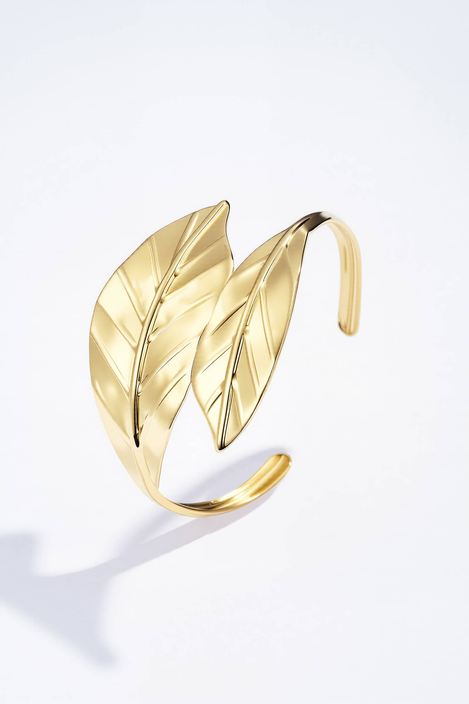 Bracelet jonc feuilles en acier inoxydable ABIGAIL