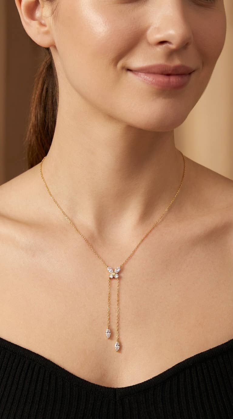 Collier papillon scintillant en acier inoxydable ABIGAIL